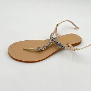 FSJ Crystal Open Toe Sandals Slip On Thong Flip Flops Summer Dress Slide Shoes